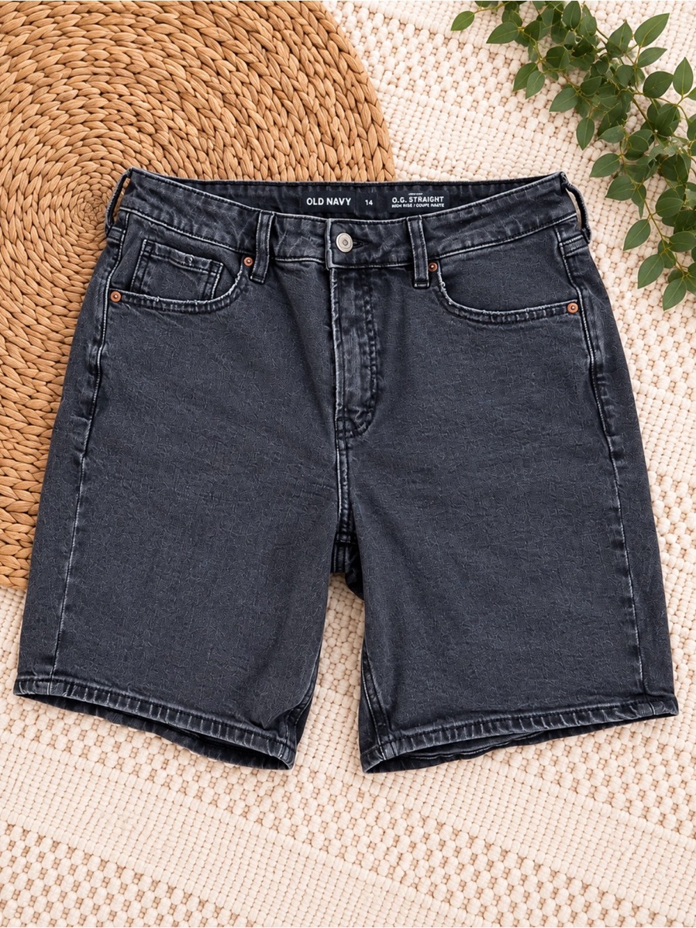 Old Navy Charcoal Straight Fit Denim Shorts
